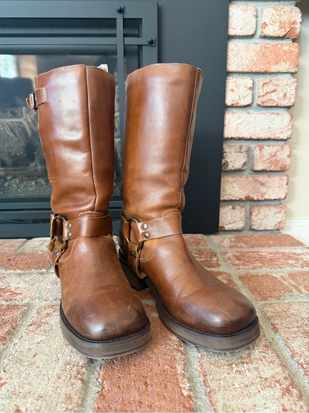 Dingo Harlee Brown Leather Harness Boots